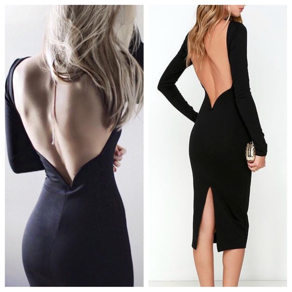 NWOT Va Va Voom Black Backless Midi Dress - Picture 6 of 9